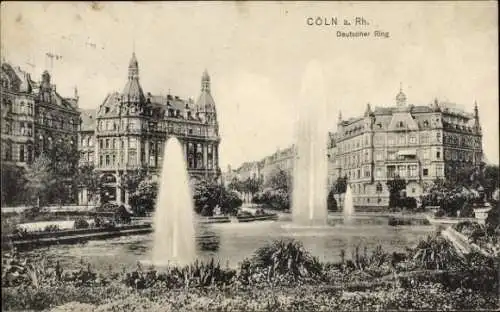 Ak Koblenz am Rhein, Coblence, Brunnen, Gebäude, Deutsche Ring, Stadtansicht