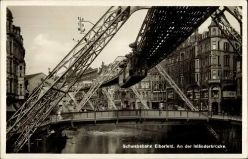 Ak Elberfeld Wuppertal, Schwebebahn, Isländerbrücke
