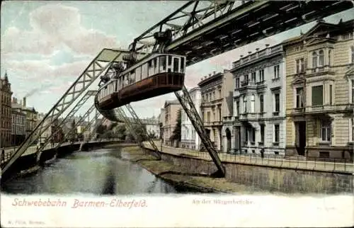 Ak Barmen Wuppertal, Schwebebahn, Bürgerbrücke