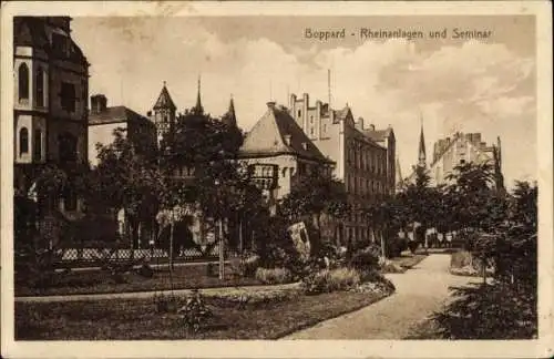 Ak Boppard am Rhein, Boppard Rheinanlagen,  Gebäude, Parklandschaft