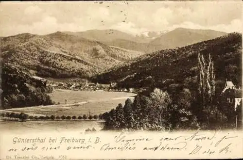 Ak Günterstal Freiburg im Breisgau, Landschaftsaufnahme, Berge, Wald, Dorfansicht,  von 1907