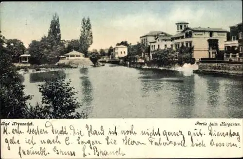Ak Bingen am Rhein, Partie beim Kurgarten, Flussansicht, Gebäude, Bäume