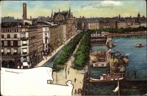 Ak Hamburg, Alter und neuer Jungfernstieg