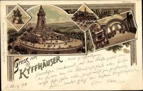 Litho Steinthaleben Kyffhäuserland in Thüringen, Kyffhäuser, Kaiser Wilhelm Denkmal, Barbarossasaal