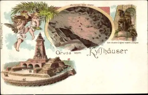 Litho Kyffhäuserland Thüringen, Kaiser Wilhelm Denkmal, Barbarossahöhle, Engel