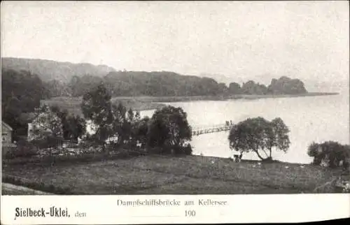 Ak Sielbeck Eutin in Ostholstein, Kellersee, Dampfschiffbrücke