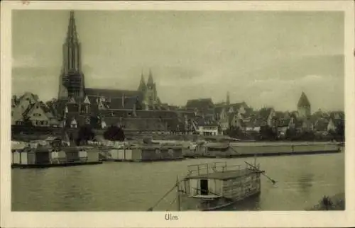 Ak Ulm an der Donau, Teilansicht, Türme, Fluss