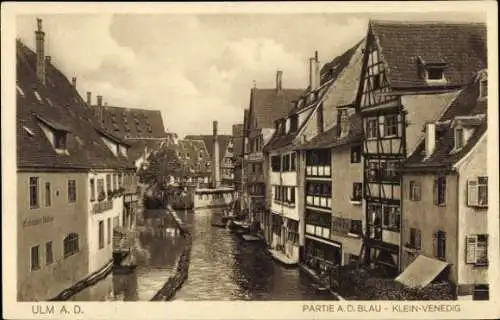 Ak Ulm an der Donau, Blaupartie, Klein-Venedig, Fischerviertel, Fellhandlung