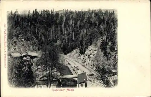 Ak Rabenau im Erzgebirge, Rabenauer Grund, Rabenauer Mühle, Schwarzwaldlandschaft, Mühle, Wald, B