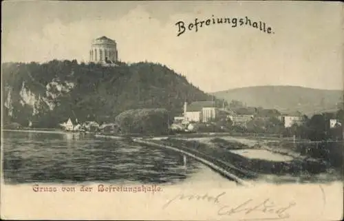 Ak Kelheim an der Donau Niederbayern, Befreiungshalle, Befreiungshalle, Flussansicht, Berglandsch