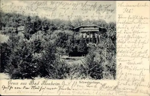 Ak Bad Nauheim in Hessen, Schweizerhaus, Baumlandschaft, Gruß aus Bad Nauheim