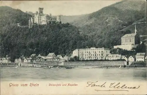 Ak Arenberg Koblenz am Rhein, Burg Stolzenfels, Häuser am  Kapellen