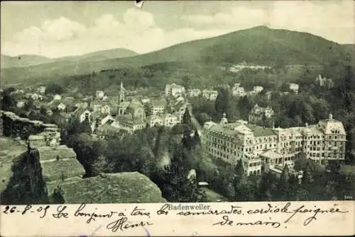 Ak Badenweiler im Schwarzwald, Landschaftsaufnahme, mehrere Gebäude, umgebende Berge