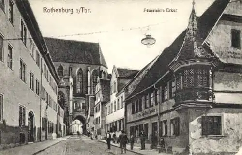 Ak Rothenburg ob der Tauber Mittelfranken, Rothenburg o/Tbr, Feuerlein's Erker,  Architektur, Alt