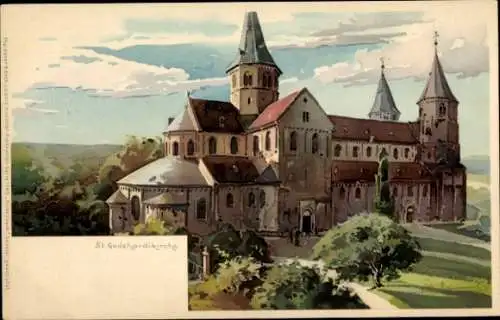 Künstler Litho Hammel, Otto, Hildesheim, Blick auf St. Godehardikirche