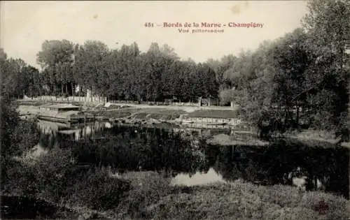 Ak Champigny Marne, Blick über den Fluss