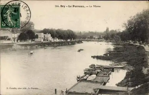 Ak Le Perreux sur Marne Val de Marne, Flusslandschaft an der Marne, Boote, Gebäude am Ufer,  von 