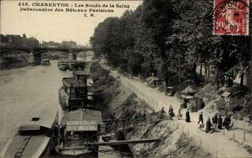 Ak Charenton le Pont Val de Marne, Anlegestelle der Pariser Schiffe