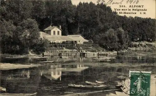 Ak Maisons-Alfort F 94,Vue s. la Baignade de St-Maurice