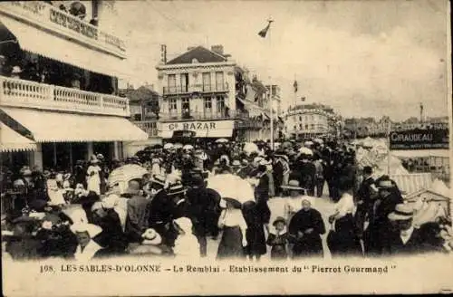Ak Les Sables d'Olonne Vendée, Remblai, Etablissement du Pierrot Gourmand