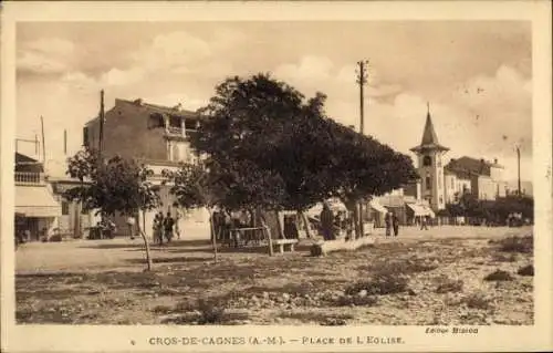 Ak Cros de Cagnes Alpes Maritimes, Place de l'Eglise