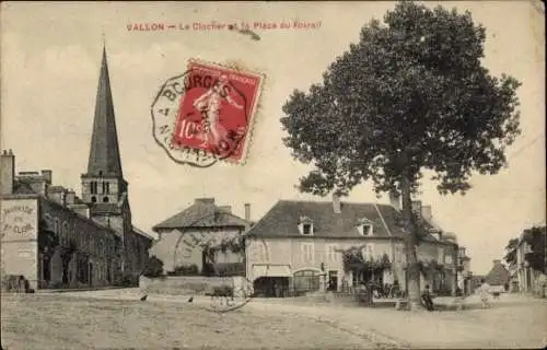Ak Vallon Sarthe, Villon, Kirche, Platz, Gebäude,  Architektur, 