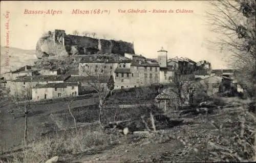 Basses-Alpes Mison, Gesamtansicht, Ruinen des Schlosses