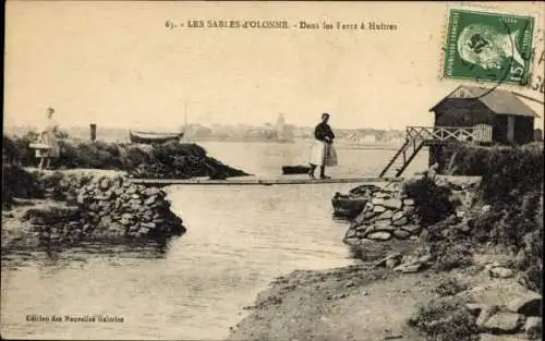 Ak Les Sables d'Olonne Vendée, dans les Parcs a Hultres