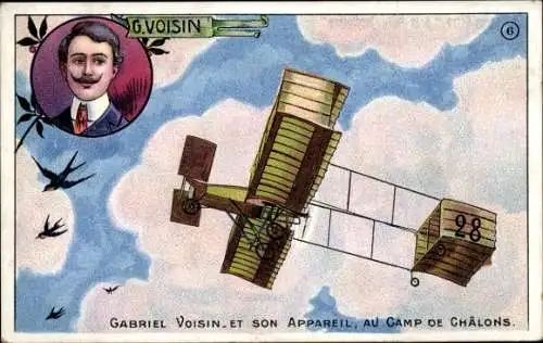 CPA Aviation, Gabriel Voisin et son Appareil, au Camp de Chalons