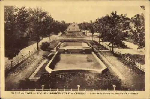 Ak Lyon Rhône, Ecole d'Agriculture, Cibeins, Gartenanlagen, Schwimmbecken