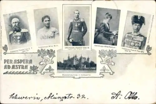 Ak Residenzschloss Schwerin, Großherzog Friedrich Franz IV, Friedrich Franz II, Friedrich Franz III