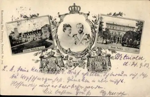Ak Fürst Leopold IV, Bertha Louise von Hessen-Philippsthal-Barchfeld, Schloss