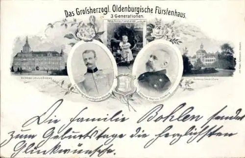Ak Oldenburg im Großherzogtum Oldenburg, 3 Generationen im Oldenburgischen Fürstenhaus, Schloss