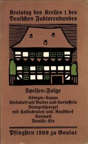 Ak Goslar am Harz, Pfingsten 1909, Kreistag des Kreises 1 des Deutschen Faktorenbundes
