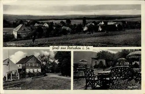 Ak Dretschen Doberschau Gaußig Oberlausitz, Gesamtansicht, Gasthaus E. Pallmer, Garten