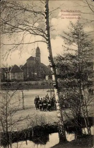 Ak Bischofswerda in Sachsen, Promenadenpartie am Schützenhaus, deutsche Soldaten, Kaiserreich