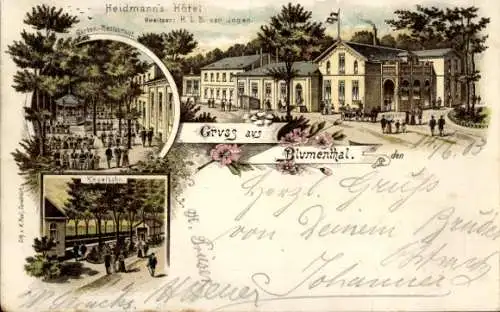 Litho Blumenthal Hansestadt Bremen, Heidmanns Hotel, Kegelbahn, Bes. van Ingen