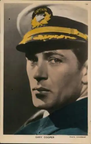 Ak Schauspieler Gary Cooper, Portrait, Kapitänsmütze