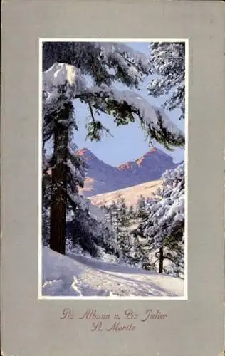 Ak Sankt Moritz Kt. Graubünden, Piz Albana, Piz Julier, Winter