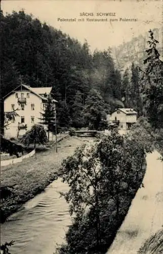 Ak Hohnstein, Polenztal mit Restaurant Polenztal