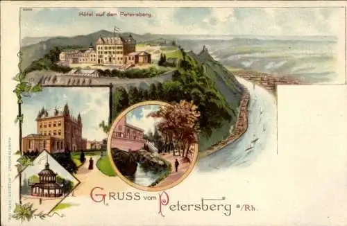 Litho Königswinter am Rhein, Hotel auf dem Petersberg