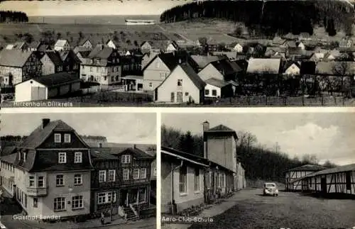 Ak Hirzenhain Dillkreis Eschenburg, Teilansicht, Gasthof Bender, Aero Club Schule
