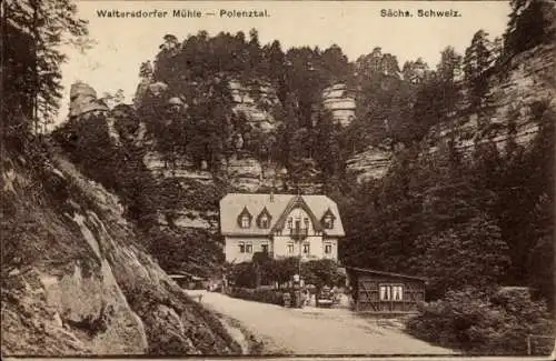 Ak Porschdorf Bad Schandau Sächsische Schweiz, Waltersdorfer Mühle, Polenztal