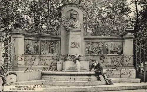 Ak Magdeburg an der Elbe, Immermann-Brunnen
