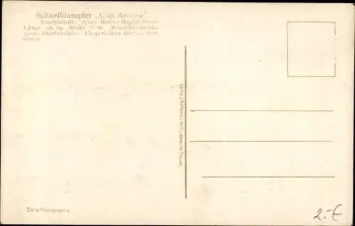 Ak Zweischrauben Schnelldampfer Cap Arcona, Hamburg Süd, HSDG