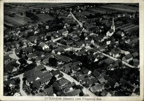 Ak Ottenheim Schwanau in Baden, Luftbildaufnahme
