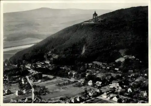 Ak Porta Westfalica an der Weser, Fliegeraufnahme
