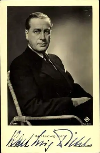 Ak Schauspieler Karl Ludwig Diehl, Sitzportrait, Ross 3259/1, Autogramm