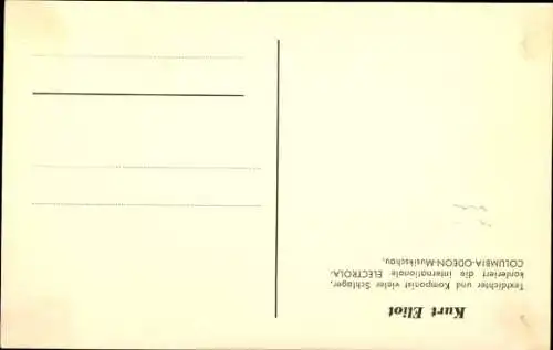 Ak Musiker Kurt Eliot, Autogramm