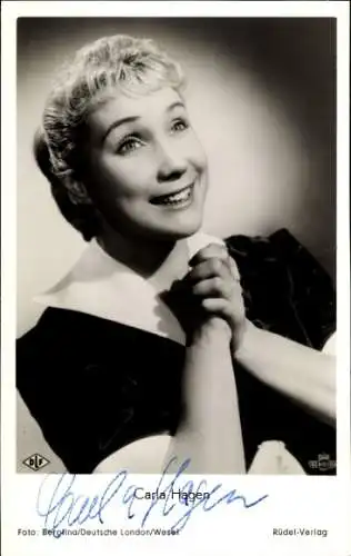 Ak Schauspielerin Carla Hagen, Portrait, Autogramm